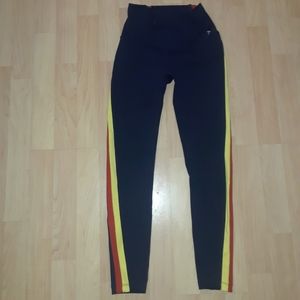 SPLITS59 Orange Rust Side Stripe Leggings Small